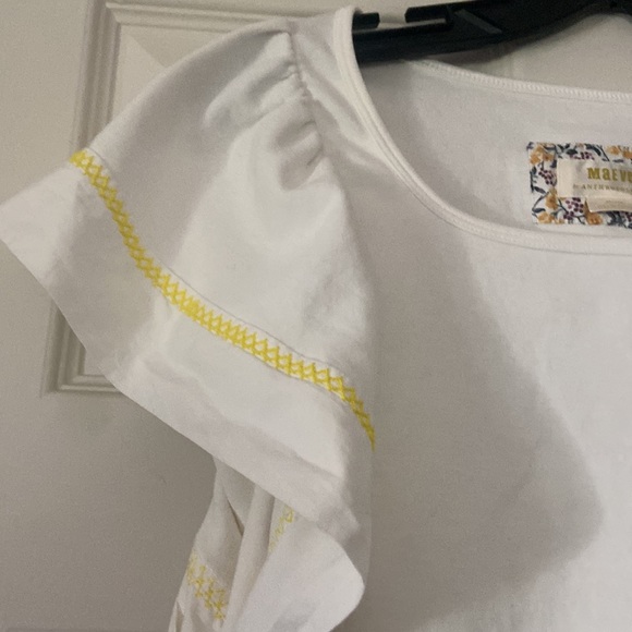 Anthropologie White Flutter Sleeve Top - Picture 2 of 2